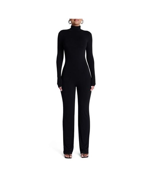Naked Wardrobe Black Sculpt Straight Leg Jumpsuit