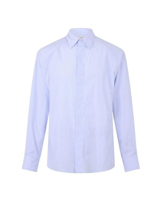 Saint Laurent Blue Long Sleeve Patterned Shirt for men