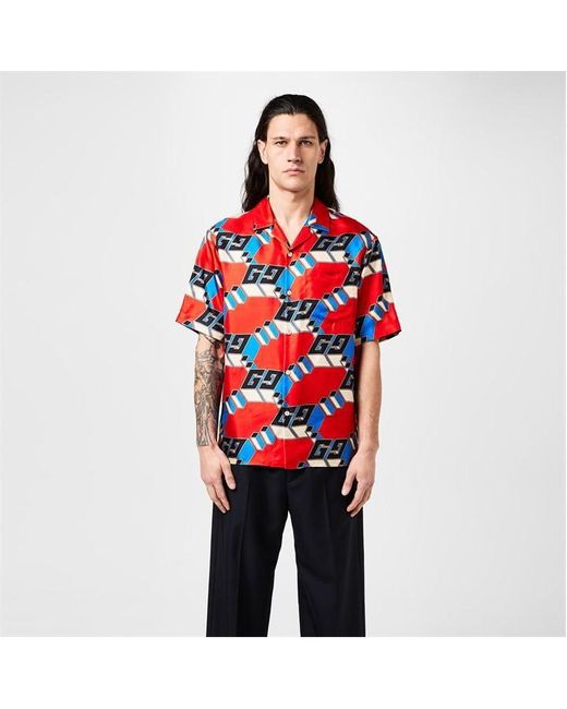 Gucci Red Hawaii Shirt Sn42 for men