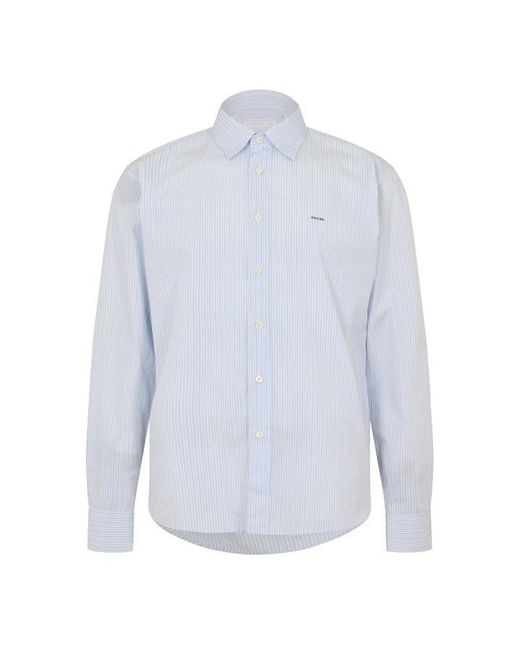 Prada Blue Long Sleeve Patterned Shirt for men