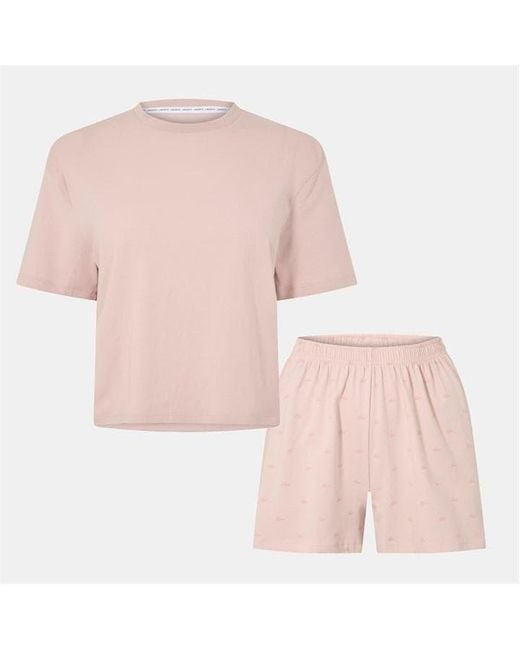 Lacoste Pink Graphic Shorts & T-Shirt Pyjama Set