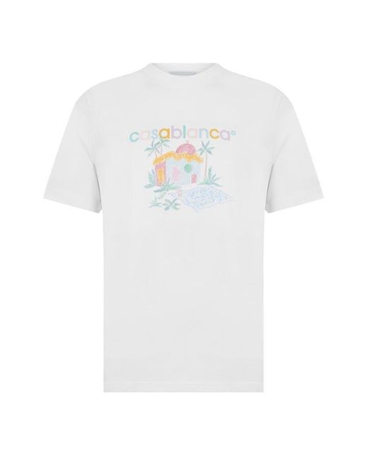 Casablancabrand White Graphic Print T-shirt for men