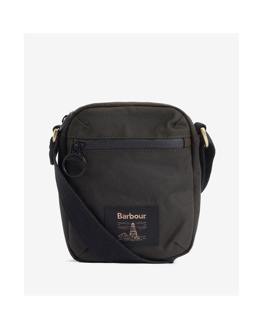 Barbour Black Field Waxed Crossbody Bag for men