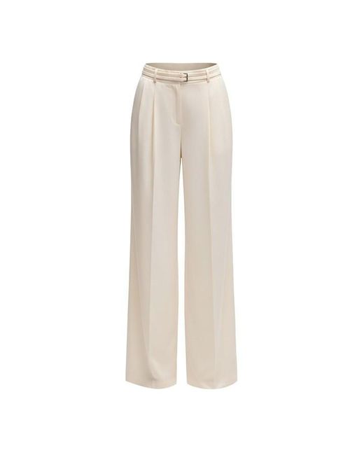 Boss White Taualy-W Relaxed Fit Wide Leg Trousers