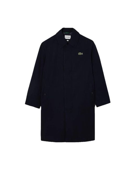 Lacoste Blue Lightweight Showerproof Cotton Twill Trench Coat for men