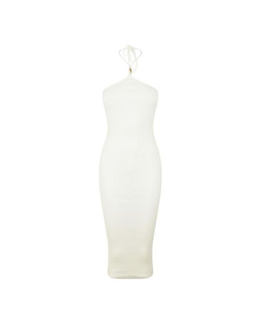 Amiri White Knitted Midi Dress