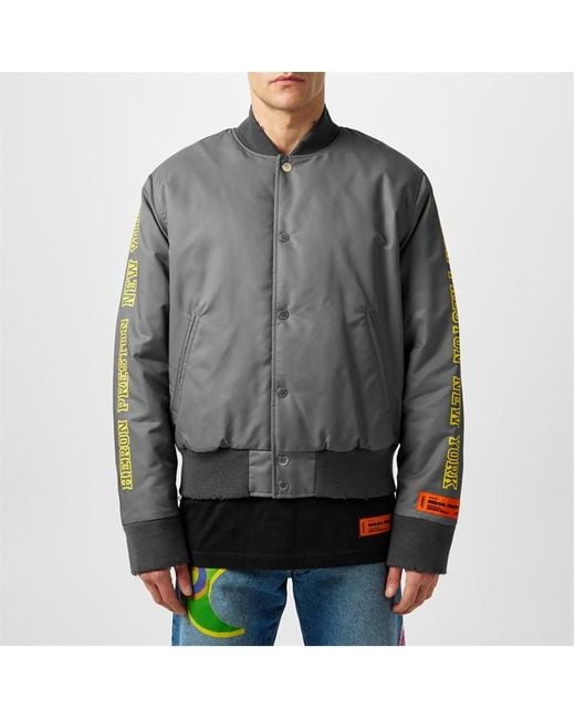 Heron Preston Blue Nylon Varsity Jacket for men