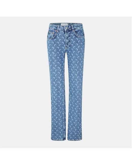 MARINE SERRE Blue Ms Moon Straight Leg Jeans