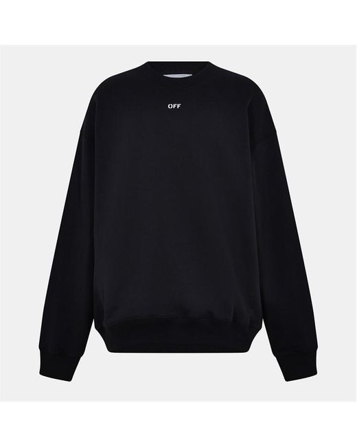 Off-White c/o Virgil Abloh Blue Off Embroidered Crew Neck Ribbed Collar Long Sleeve Sweatshirt for men