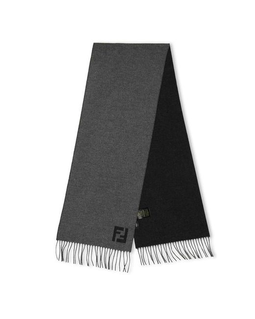 Fendi Gray Ff Wool And Cashmere Scarf for men