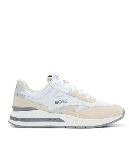 Boss White Kurt Running Trainers for men