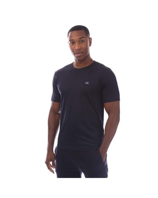 C P Company Blue 70/2 Mercerized Jersey Logo Patch T-Shirt for men