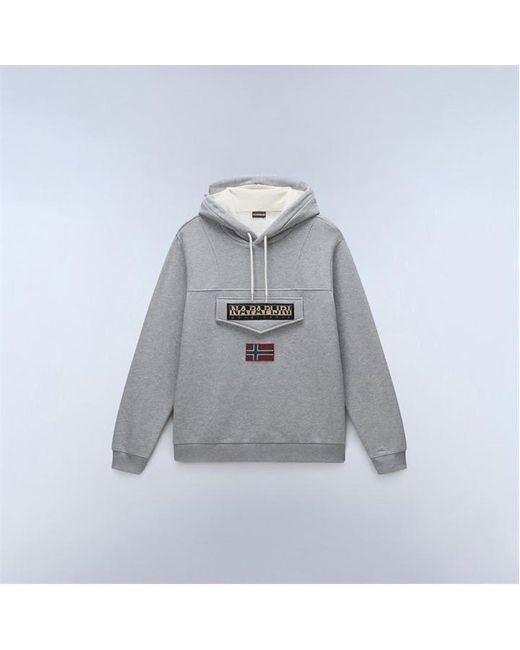 Napapijri Gray Napa Burgee Pull Over Hoodie for men