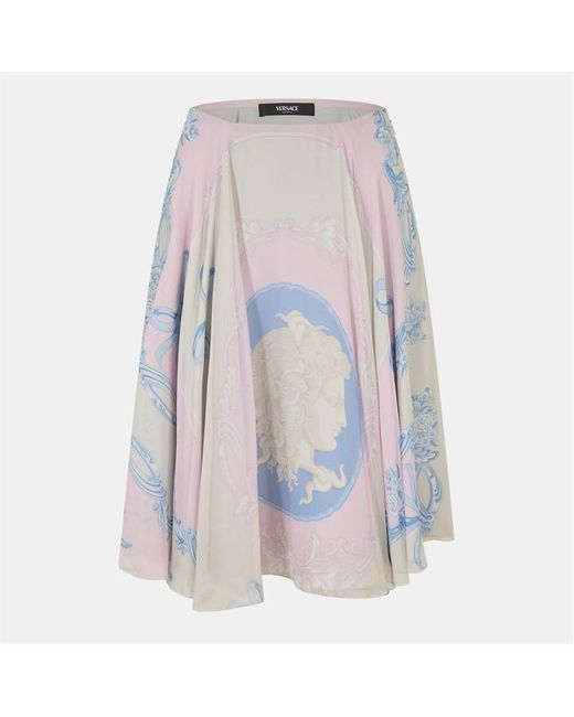 Versace Pink Silk Midi Skirt