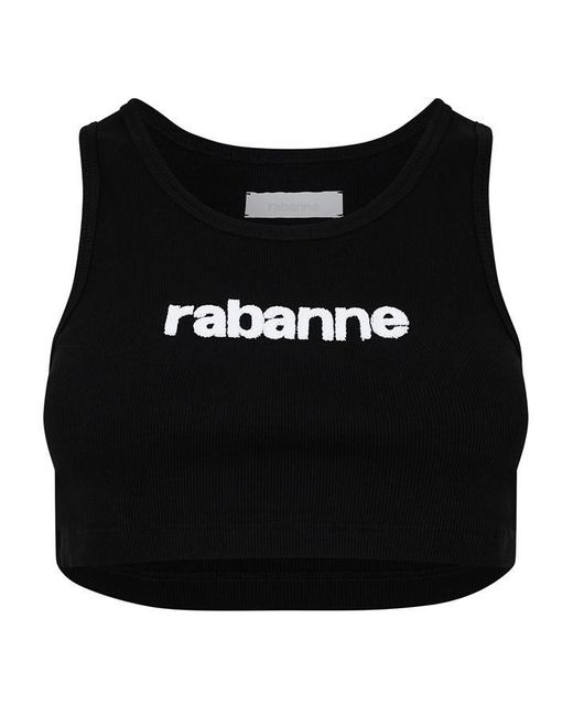 Rabanne Black Paco Logo Crop Tank Ld43