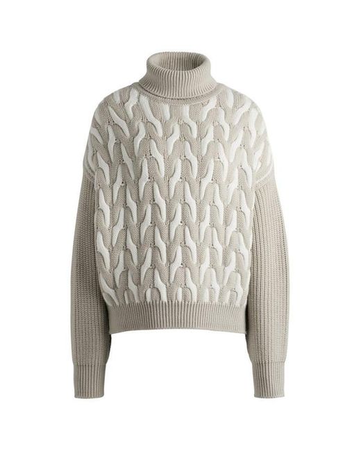 Boss Natural Ferdolia Knitted Crew Neck Jumper