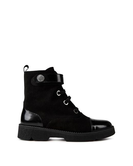 Emporio Armani Leather & Suede Ankle Boots in Black | Lyst UK