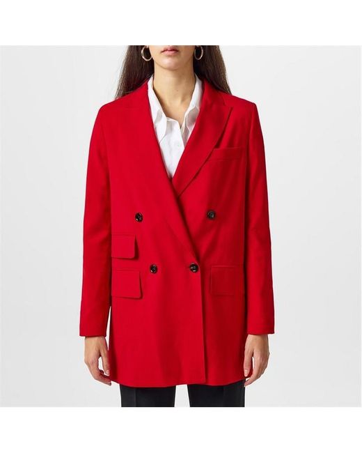 Max Mara Red Nebbie Virgin Wool Long Sleeve Double-Breasted Blazer