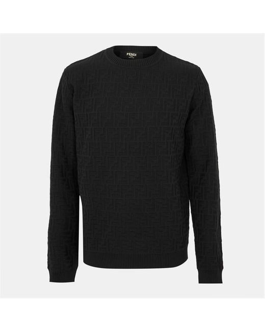 Fendi Black Tailored Fit Crew Neck Jumper for men