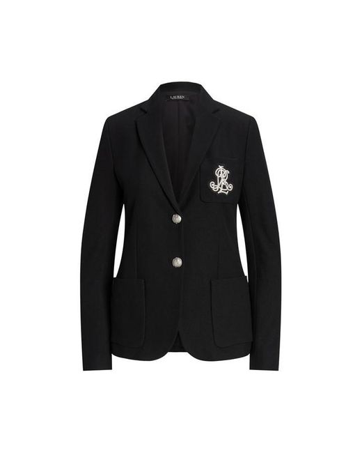 Ralph Lauren Black Anfisa Cotton Long Sleeve Monogram Blazer