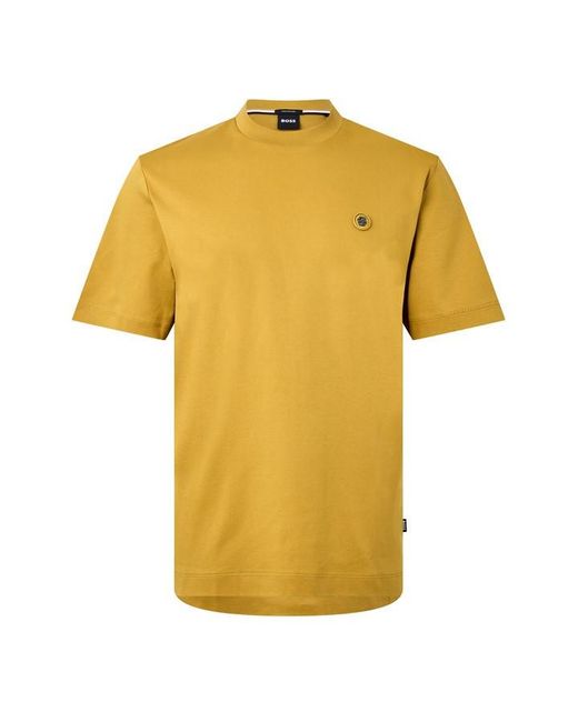 Boss Yellow Taut Minimalist Design T-Shirt With Logo Detail for men