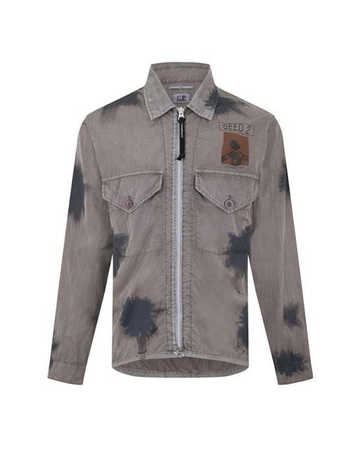 C P Company Gray Seed 2 Zip Overshirt for men