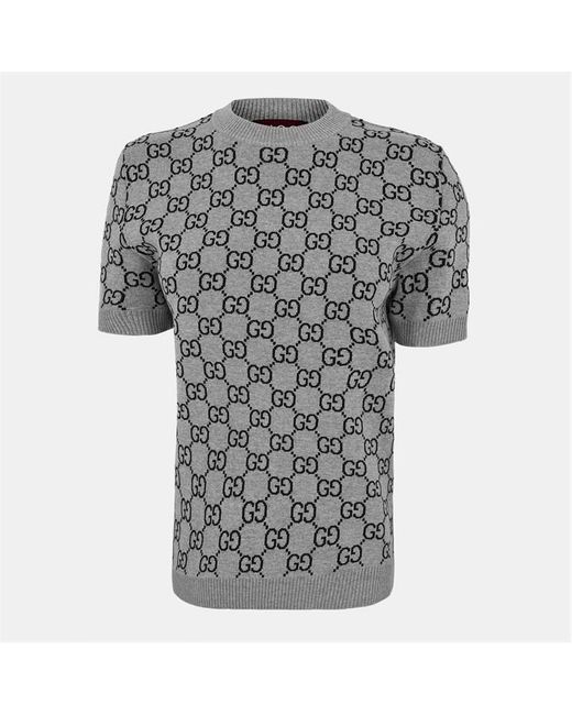 Gucci Gray Reversible Gg Wool Jacquard Top