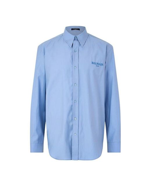 Balmain Blue Lg Ls Shirt Sn63 for men