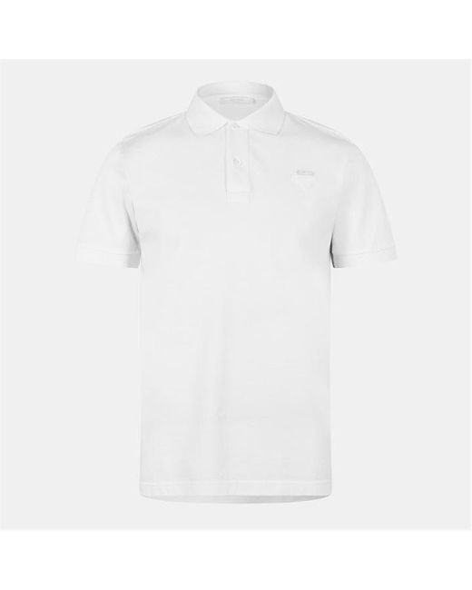 Prada White Logo Cotton Pique Polo Shirt for men