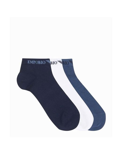 Emporio Armani Blue Emporio 3pk Trn Sock Sn34 for men
