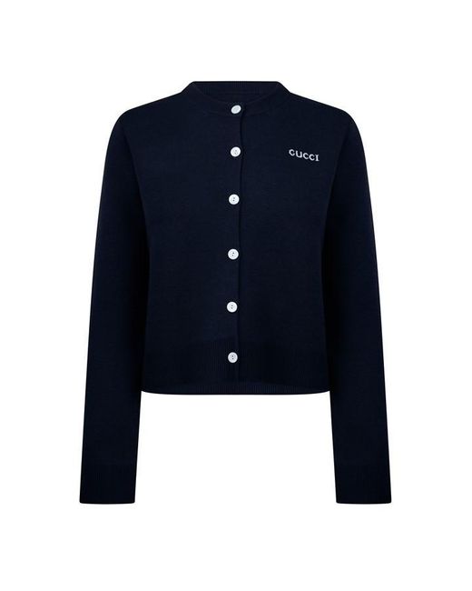 Gucci Blue Wool Jacquard Cardigan