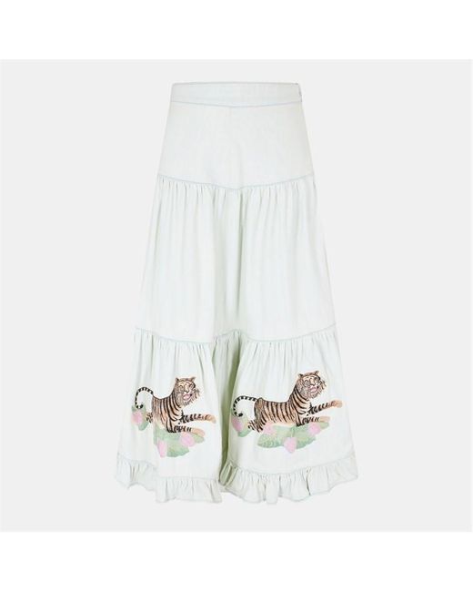 Gucci White Fitted Midi Skirt