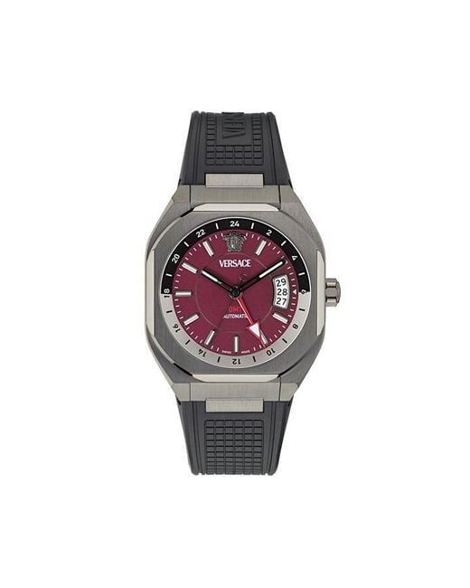 Versace Red Chrono X Dial Stainless Steel Watch for men