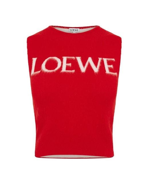 Loewe Red Brushed Jacquard Knit Tank Top