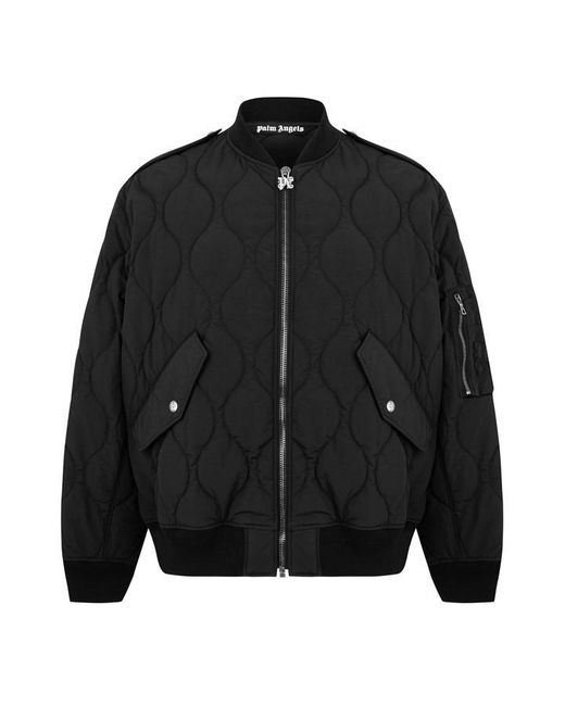 Palm Angels Black Monogram Bomber Jacket for men