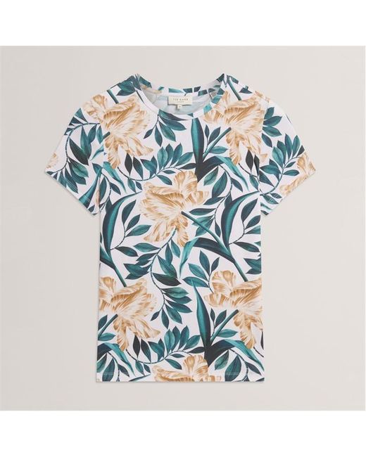 Ted Baker Blue Printed Slim Fit T-Shirt