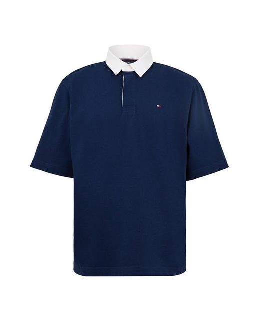 Tommy Hilfiger Blue Back Flag Short Sleeve Polo Shirt for men