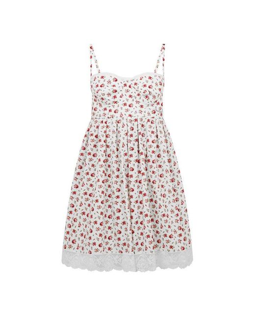 Dolce & Gabbana Multicolor Cotton Dress With Lace Trim