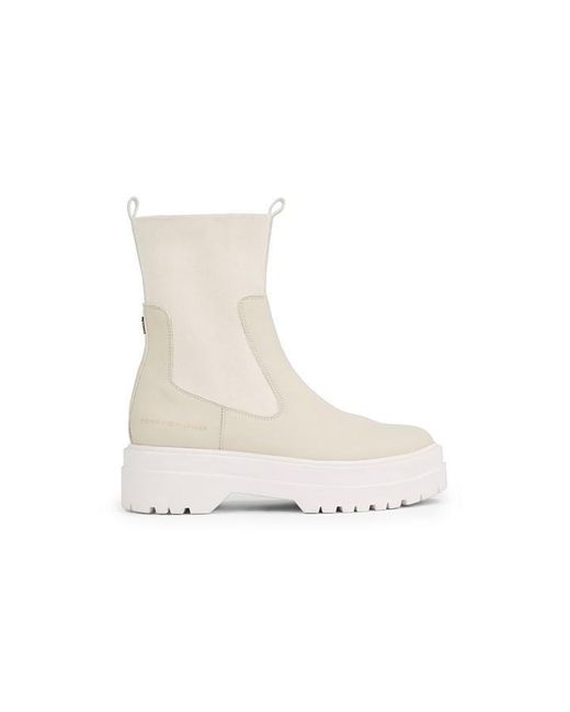 Tommy Hilfiger White Feminine Seasonal Utility Boot