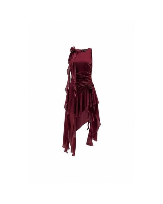 Bardot Red Ivana High Low Midi Bodycon Dress