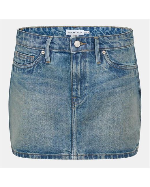 GOOD AMERICAN Blue Mini Five-Pocket Denim Skirt