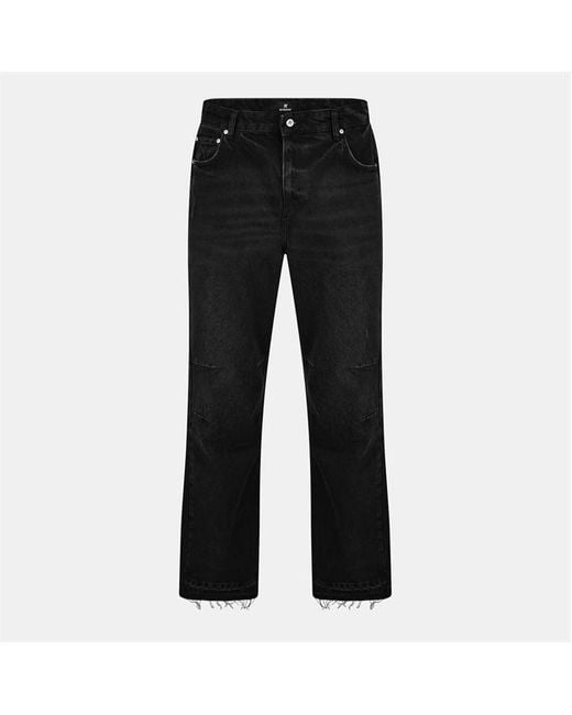 Represent Black Hem Denim Straight Leg Jeans for men