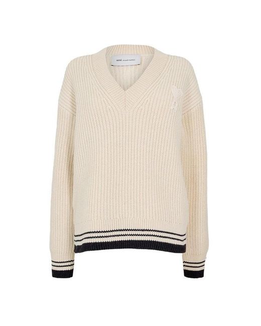 AMI Natural Ami V Neck Jumpr Ld61