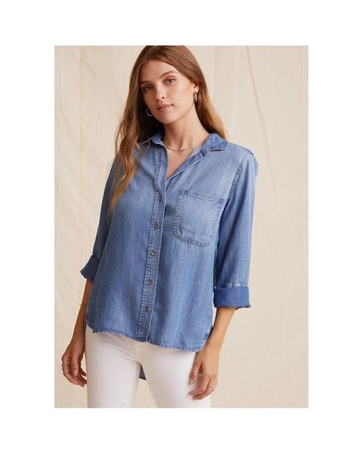 Bella Dahl Blue Long-Sleeve Plain Shirt