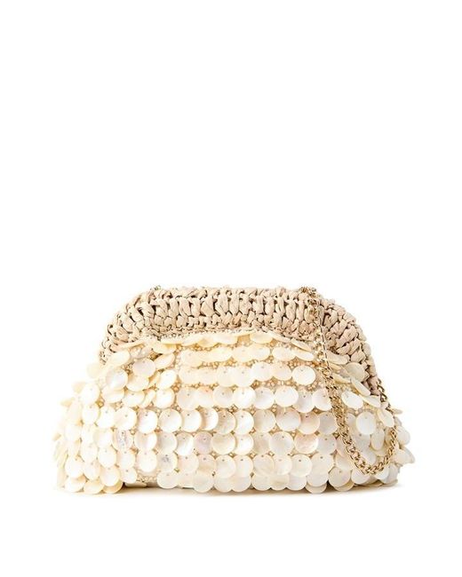 Never Fully Dressed Metallic Beaded Shell Clutch Bag