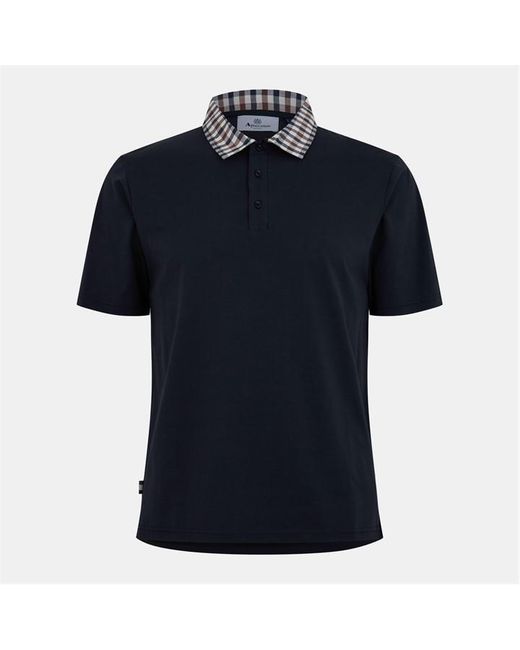 Aquascutum Black Check Collar Shirt for men