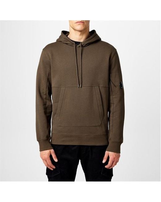 C P Company Brown Diagonal Raised Fleece Hoodie for men