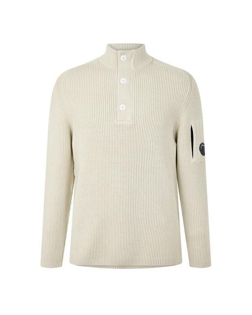 C P Company White Cp Rib Button Knit Sn64 for men