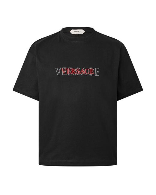 Versace Black Emb Logo Tee Sn64 for men
