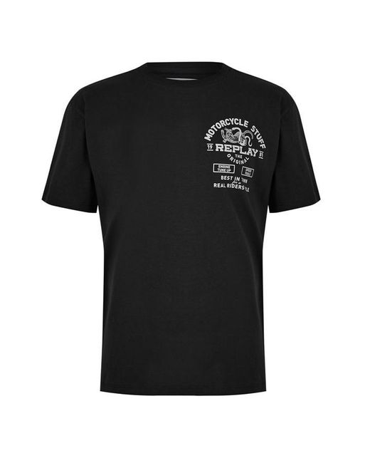 Replay Black Motorcycle Stuff Regular Fit T-Shirt for men